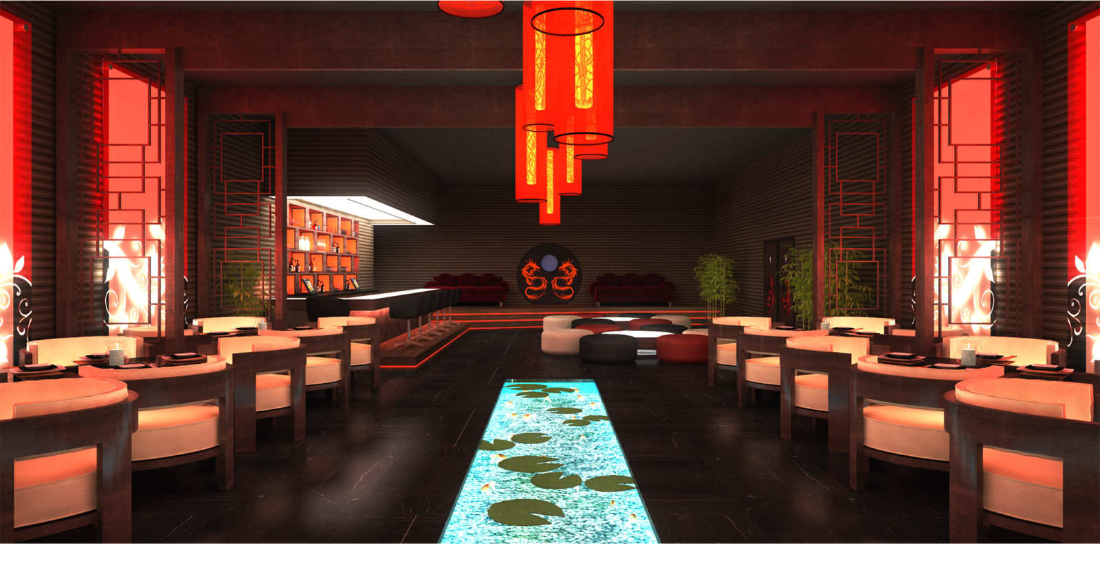 Asian Restaurant 3D Image